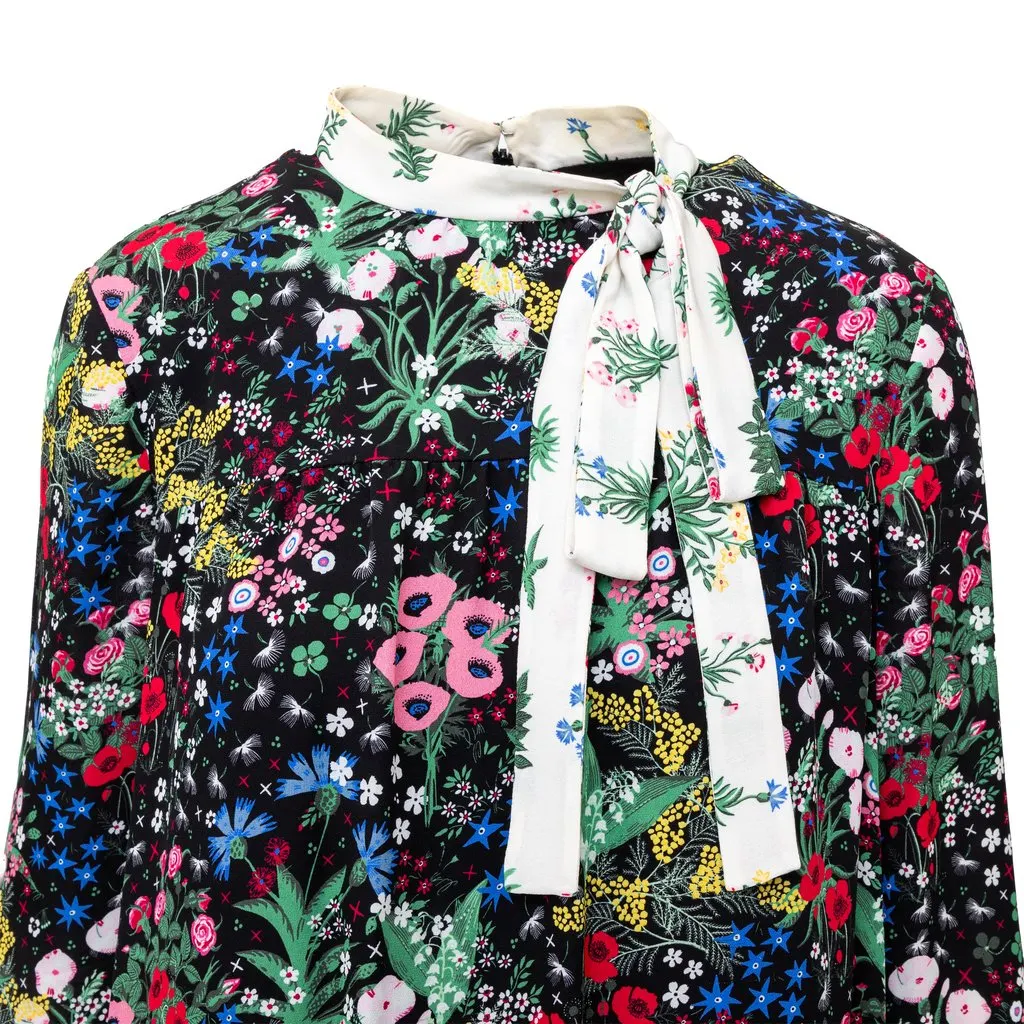 Valentino Floral Print Midi Dress - '10s Black Silk Good - Model View