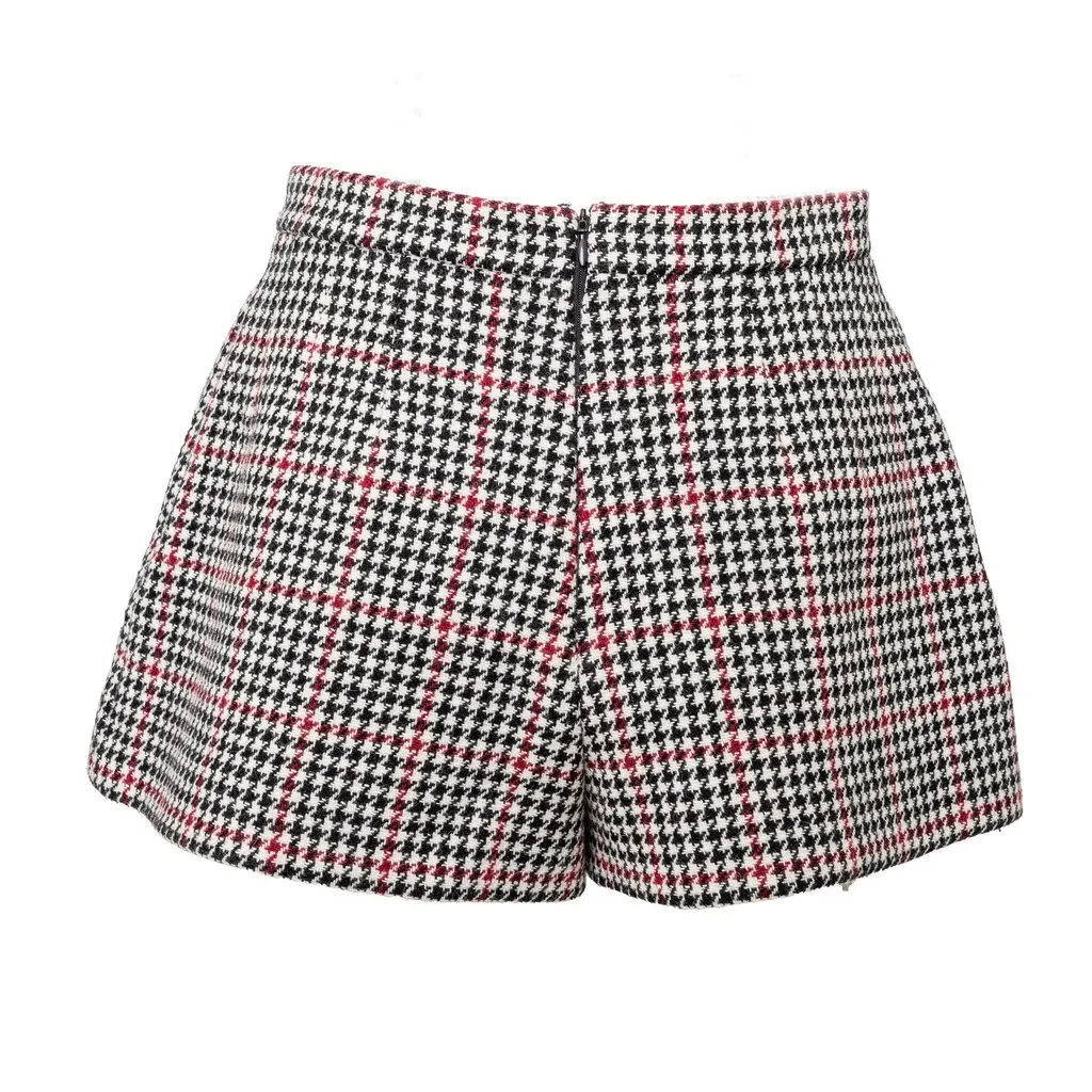 Valentino Red Valentino Houndstooth Pattern Shorts - '10s Red Wool Good - Back View