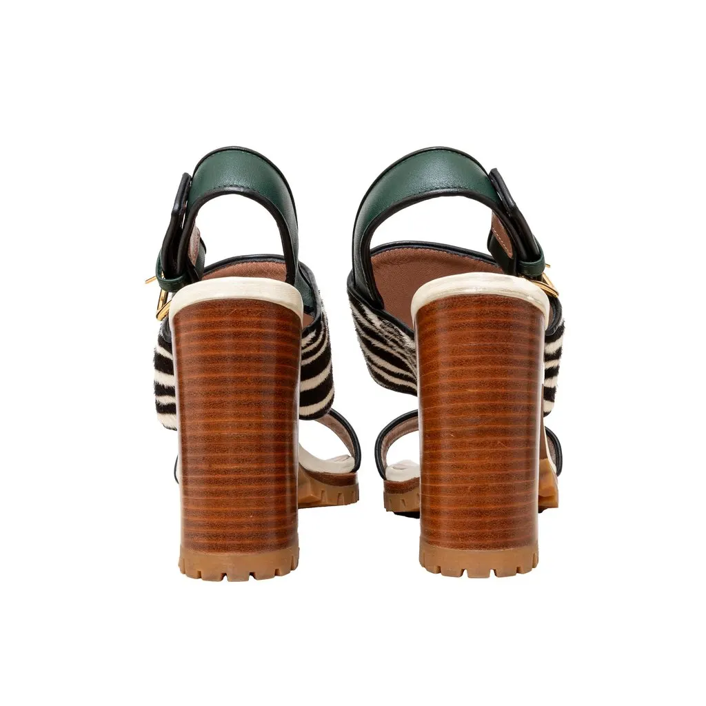 Marni Dyed Calfskin Block Heel Sandals - '20s Green Leather Good - Box View