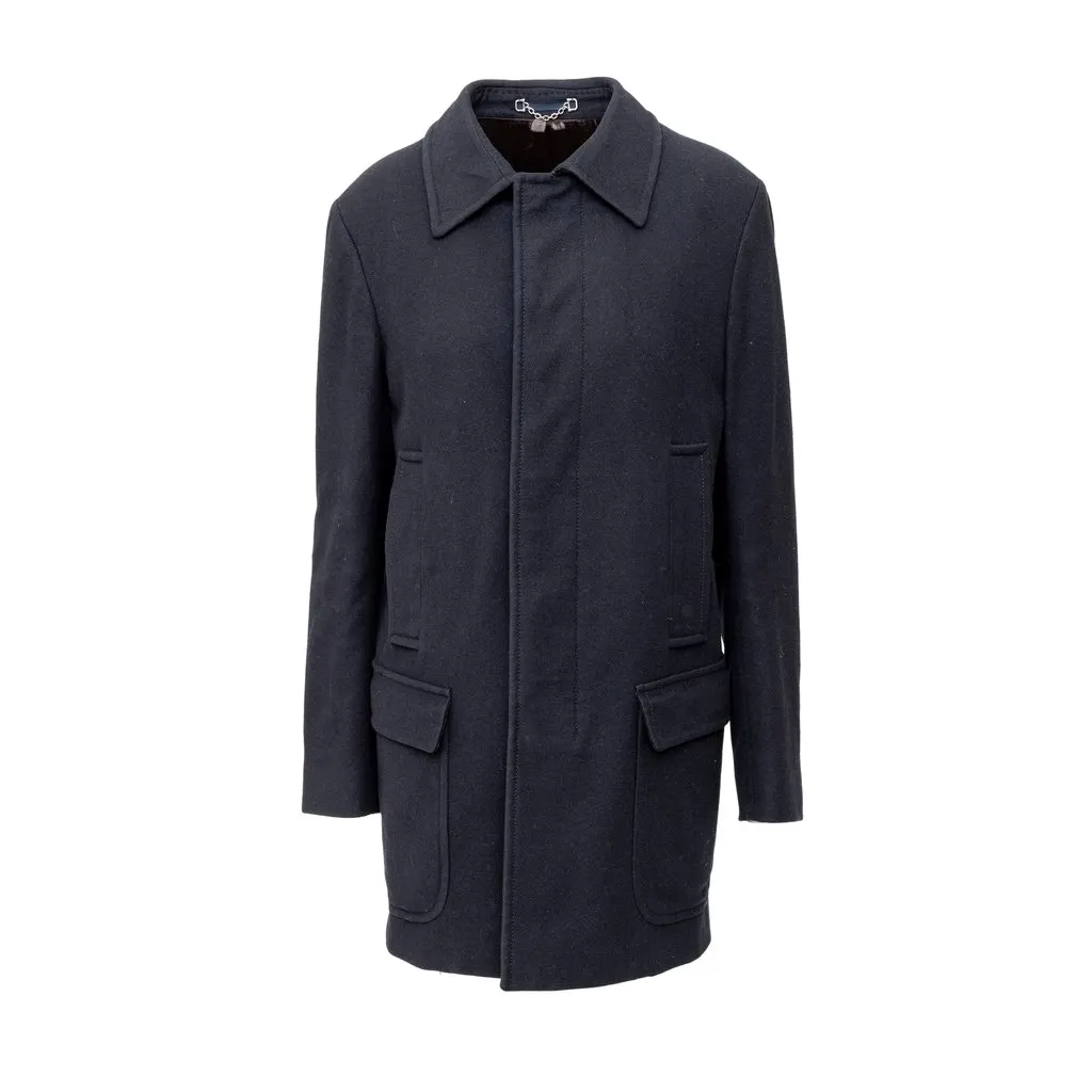 Gucci Wool Coat - '10s Black Wool Good - Front View
