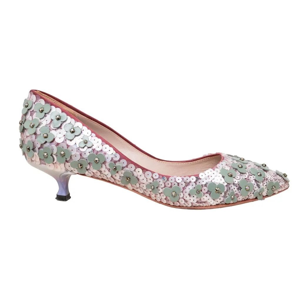 Loewe Flower Bead Embellished Pumps - '20s MultiColor Leather Good - Front View