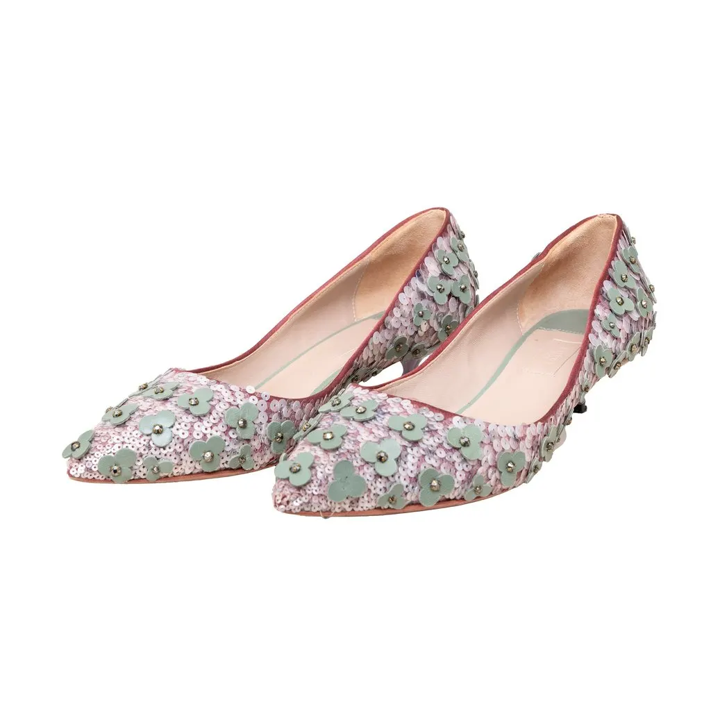 Loewe Flower Bead Embellished Pumps - '20s MultiColor Leather Good - Inside View