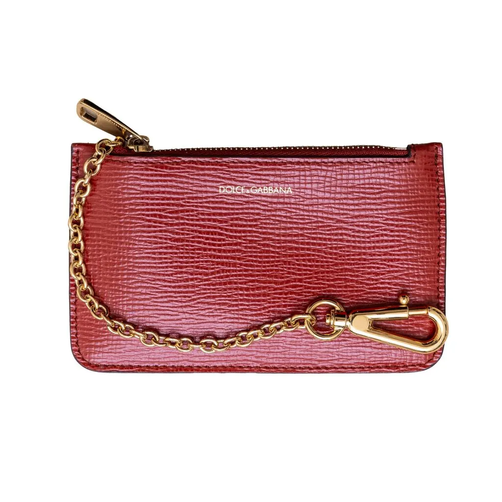 Dolce & Gabbana Wallet with Keychain - '10s Black Leather Good - Front View