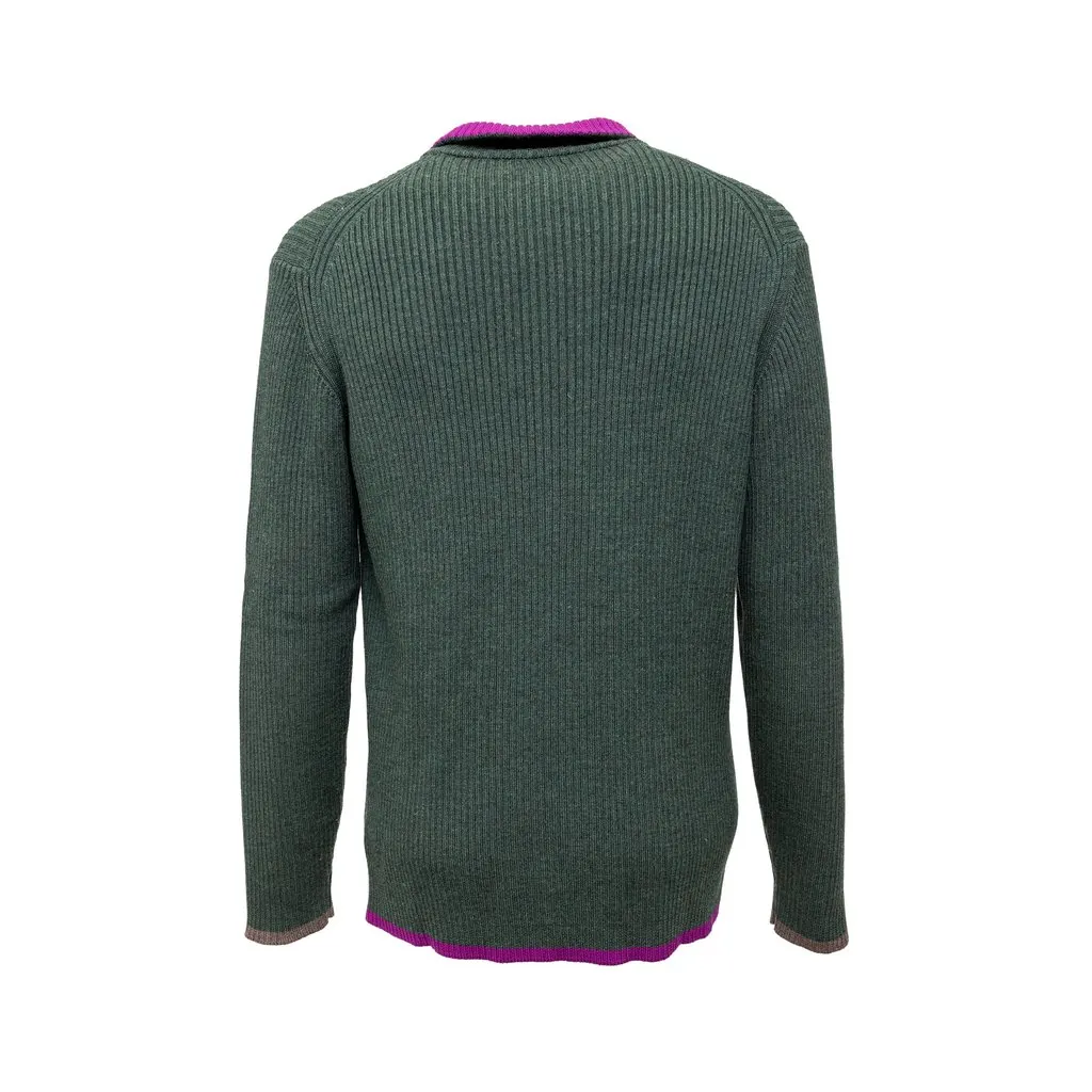 Gianfranco Ferré Zippered Knit Sweater - '90s Red Wool Good - Back View