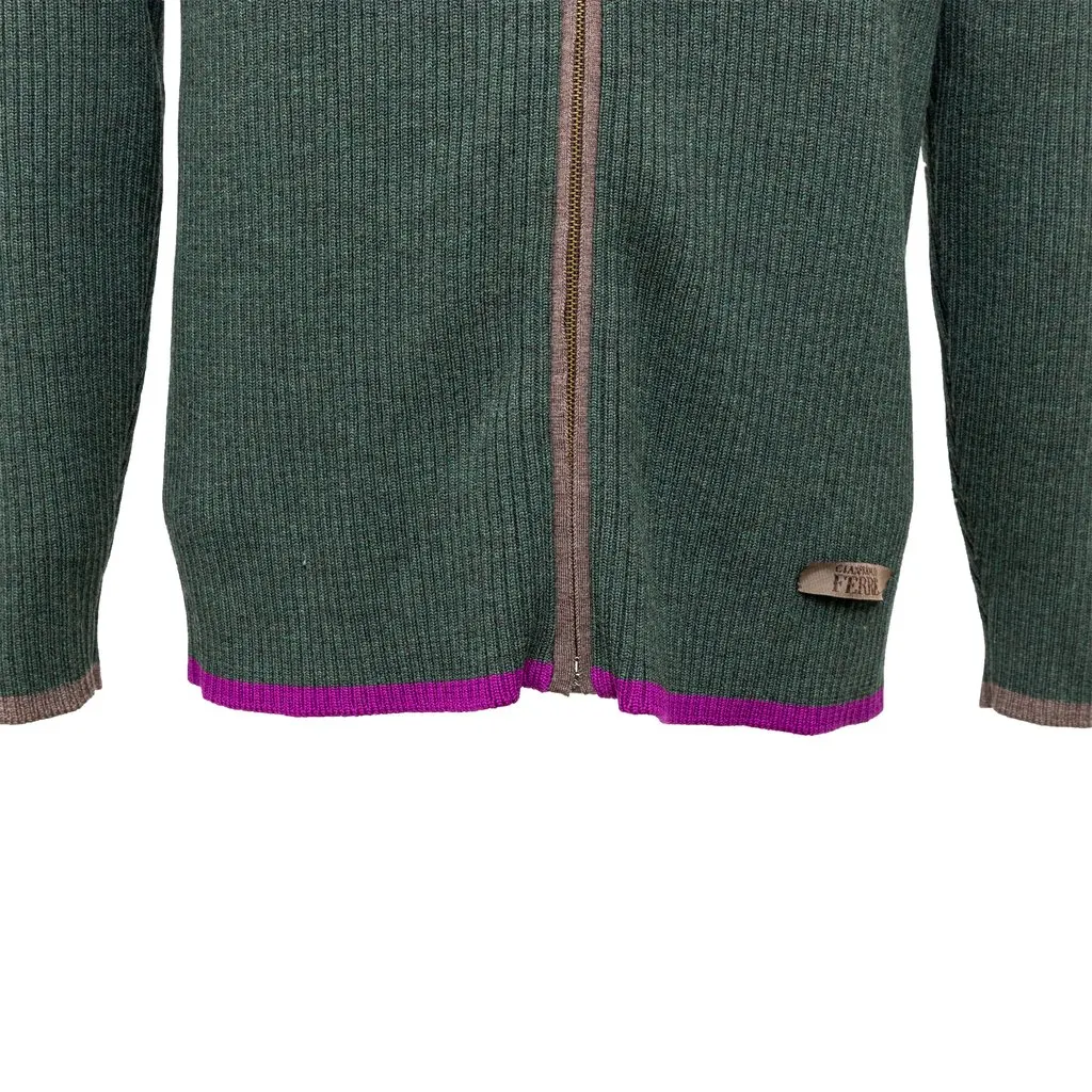 Gianfranco Ferré Zippered Knit Sweater - '90s Red Wool Good - Inside View