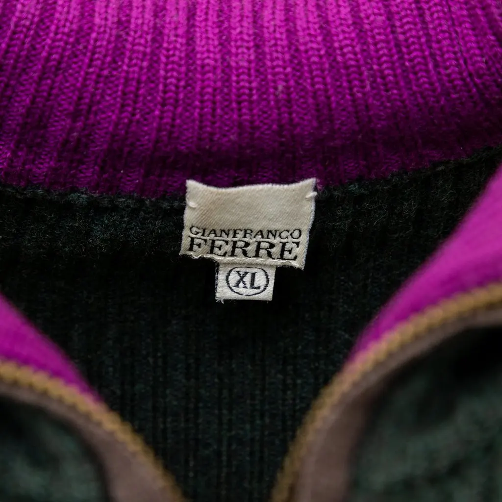 Gianfranco Ferré Zippered Knit Sweater - '90s Red Wool Good - Box View