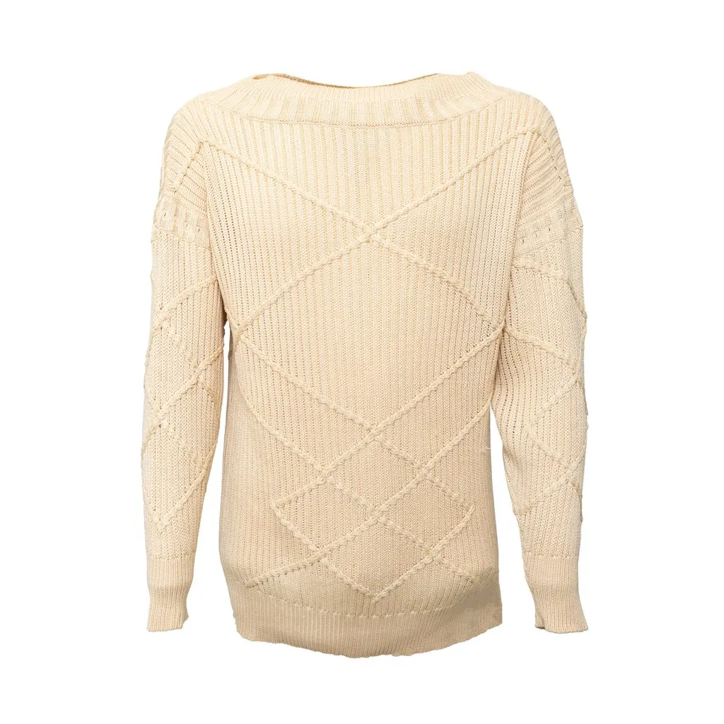 Unsigned Sweater - '90s Beige Silk Good - Front View