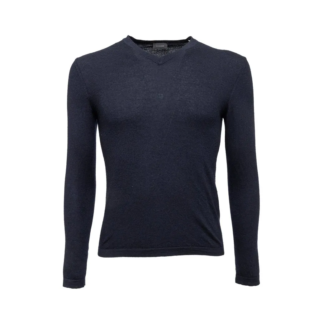 Jil Sander V-neck Sweater - '10s Navy Wool Good - Front View