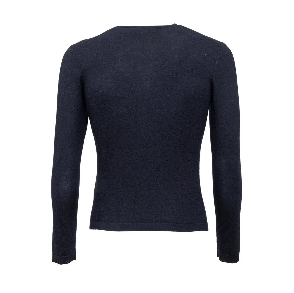 Jil Sander V-neck Sweater - '10s Navy Wool Good - Back View