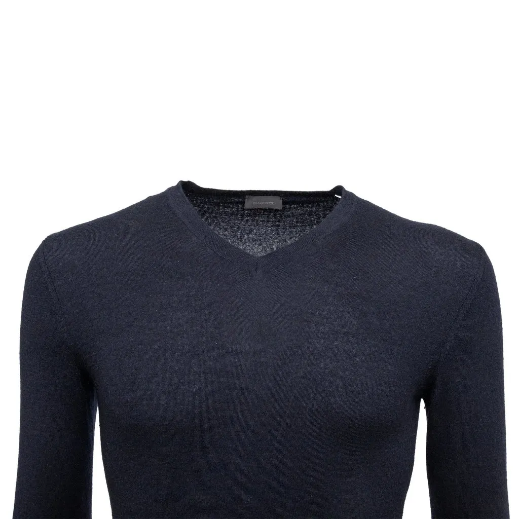 Jil Sander V-neck Sweater - '10s Navy Wool Good - Inside View