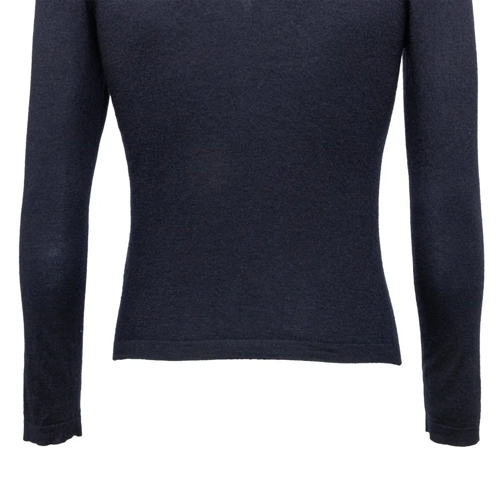 Jil Sander V-neck Sweater - '10s Navy Wool Good - Model View