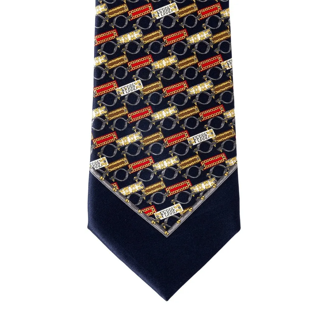 Gianfranco Ferré Printed Silk Tie - '90s Red Silk Good - Inside View