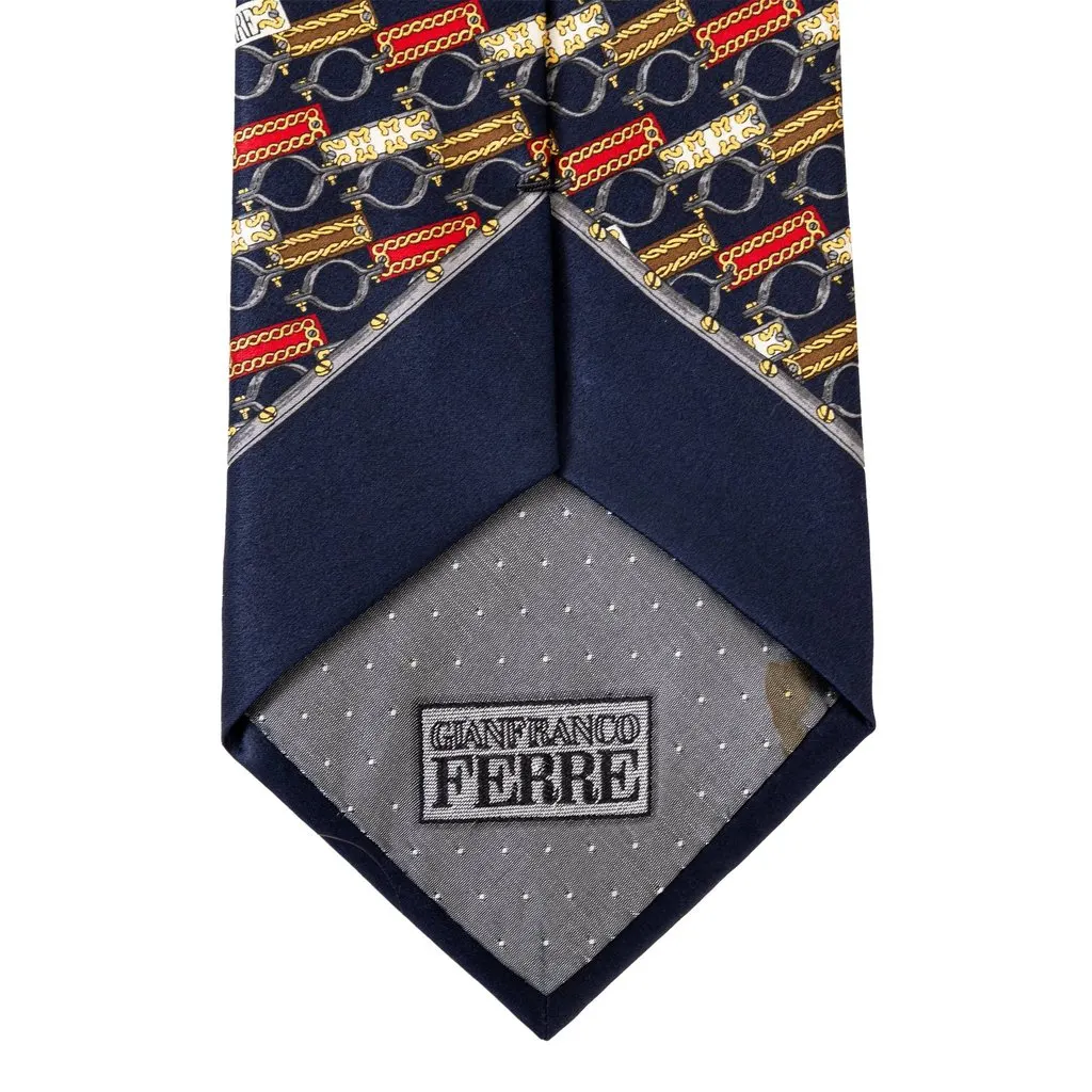 Gianfranco Ferré Printed Silk Tie - '90s Red Silk Good - Model View