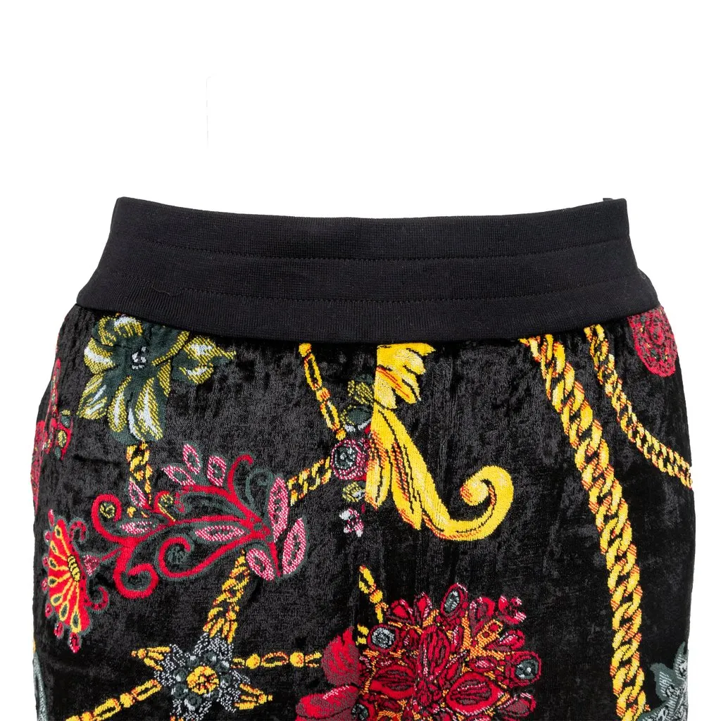 Versace Floral Baroque Velvet Trousers - '10s Black Velvet Good - Inside View