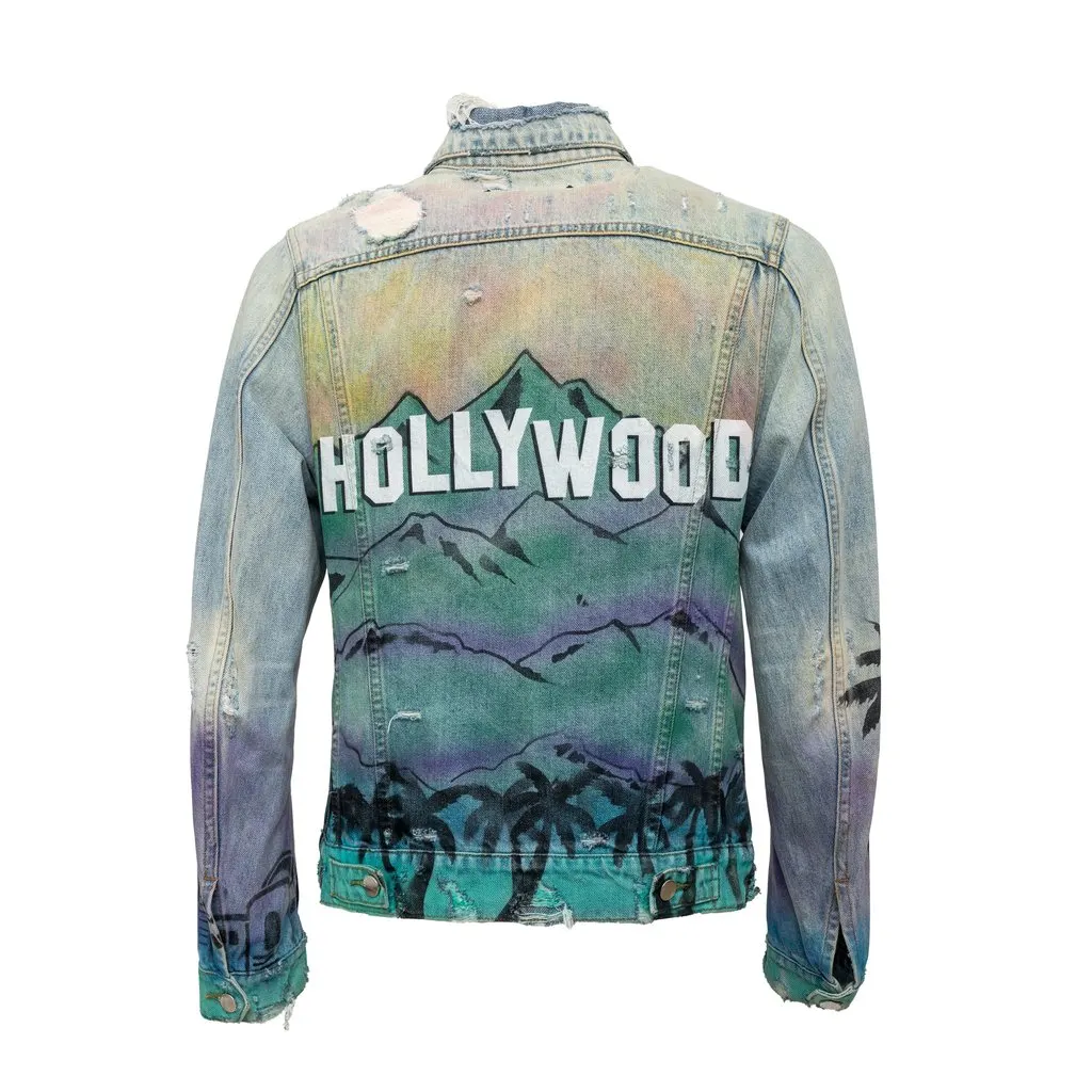 Amiri Distressed 'Hollywood' Denim Jacket - '10s MultiColor Denim Good - Inside View