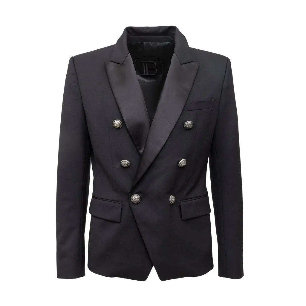 Balmain Double Breasted Blazer - '20s Black Wool Good - Front View