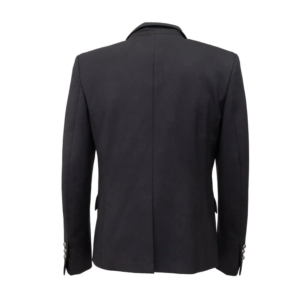 Balmain Double Breasted Blazer - '20s Black Wool Good - Back View