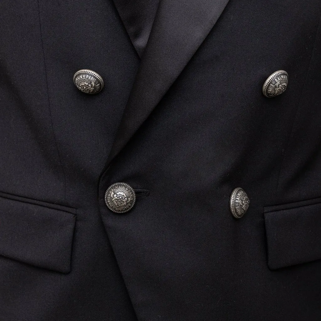 Balmain Double Breasted Blazer - '20s Black Wool Good - Inside View