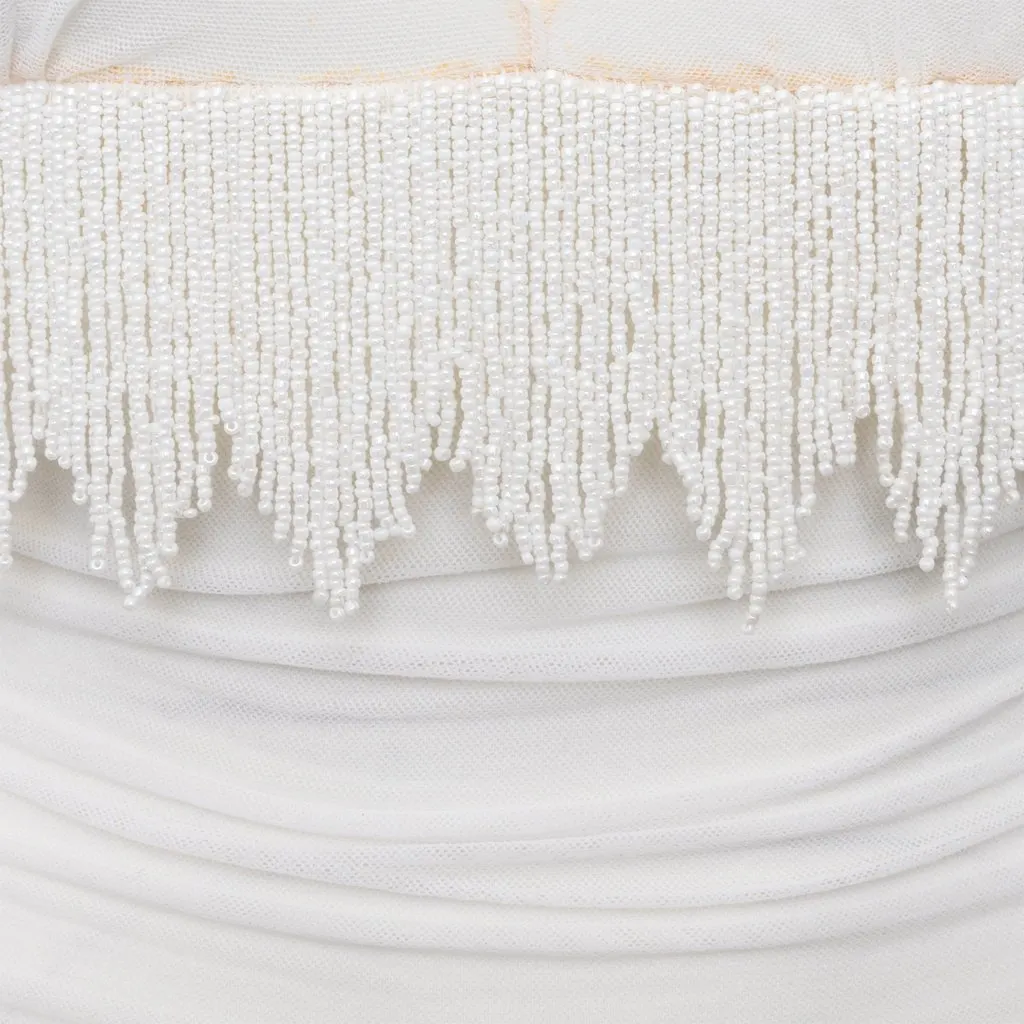 La Perla Ruched Dress with Beads - '00s White Polyamide Good - Inside View
