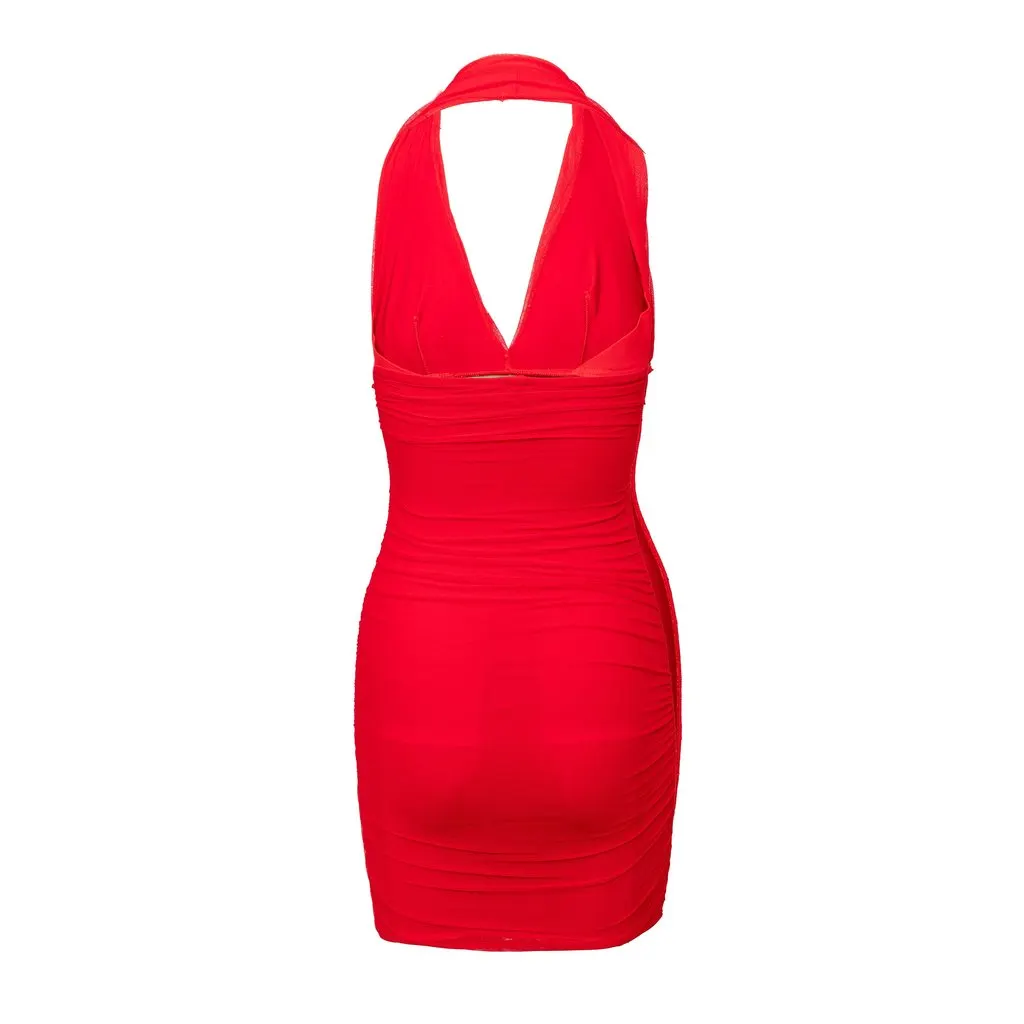 La Perla Ruched Dress with Beads - '00s MultiColor Polyamide Good - Back View