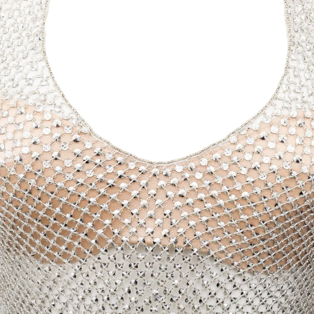 La Perla Crystal Mesh Halterneck Top - '00s Red Good - Inside View