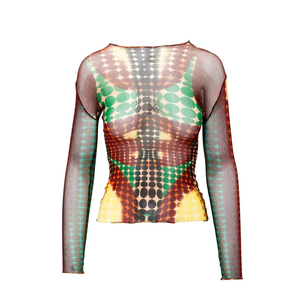 Jean Paul Gaultier Cyberdot Mesh Top - '90s MultiColor Good - Front View