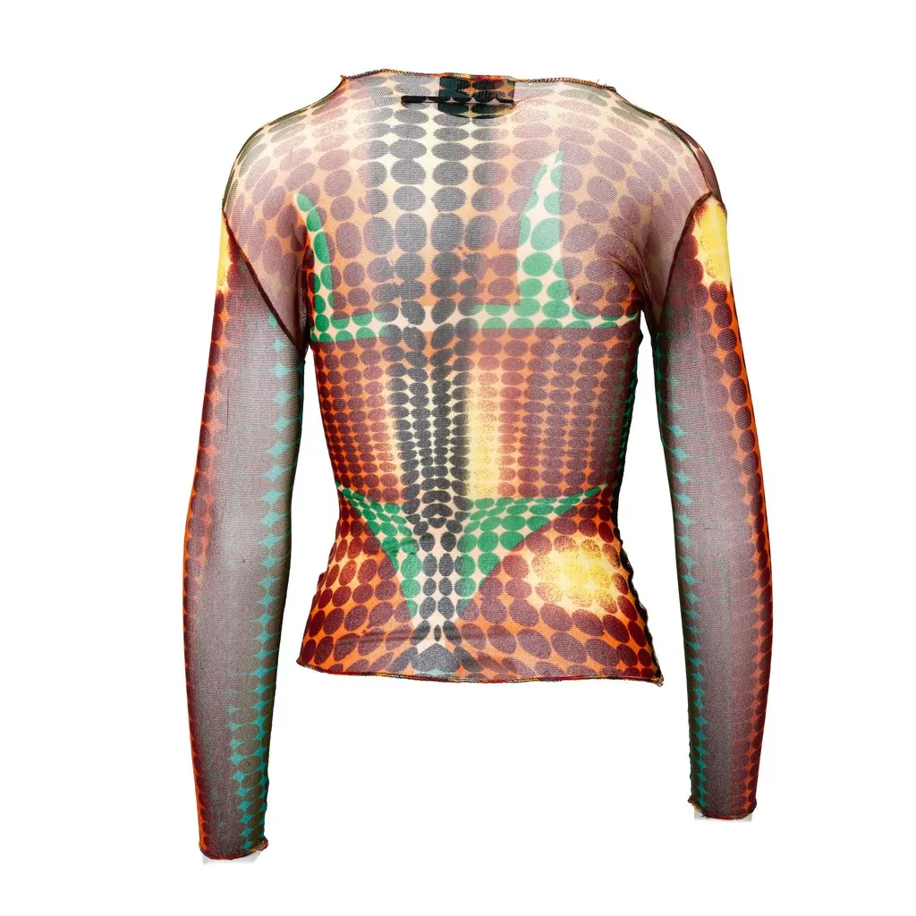 Jean Paul Gaultier Cyberdot Mesh Top - '90s MultiColor Good - Inside View