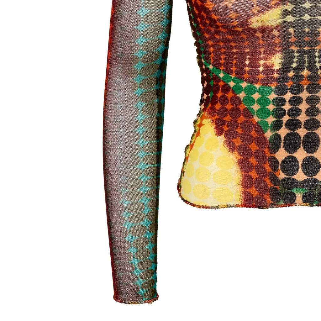 Jean Paul Gaultier Cyberdot Mesh Top - '90s MultiColor Good - Model View