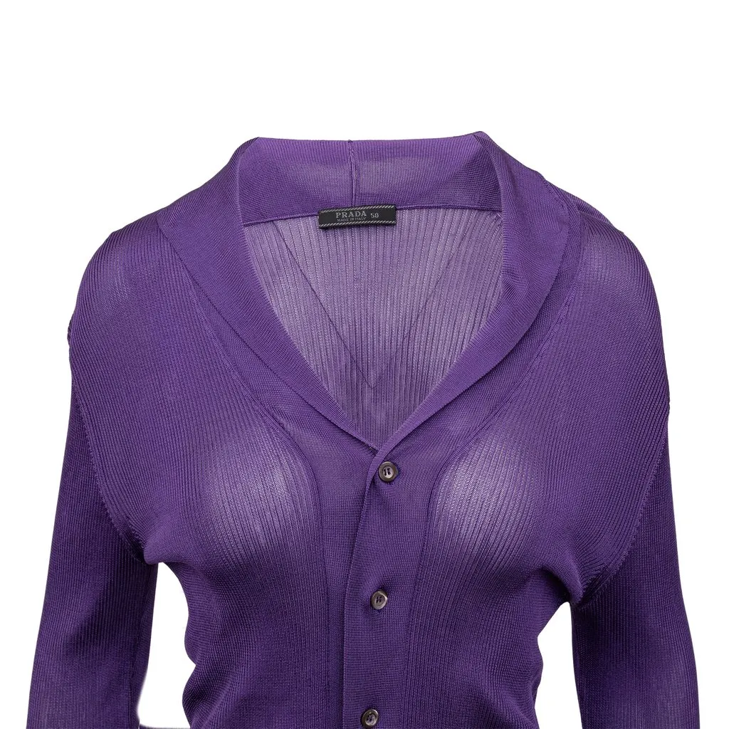 Prada Silk Ribbed Top - '10s Red Silk Good - Inside View