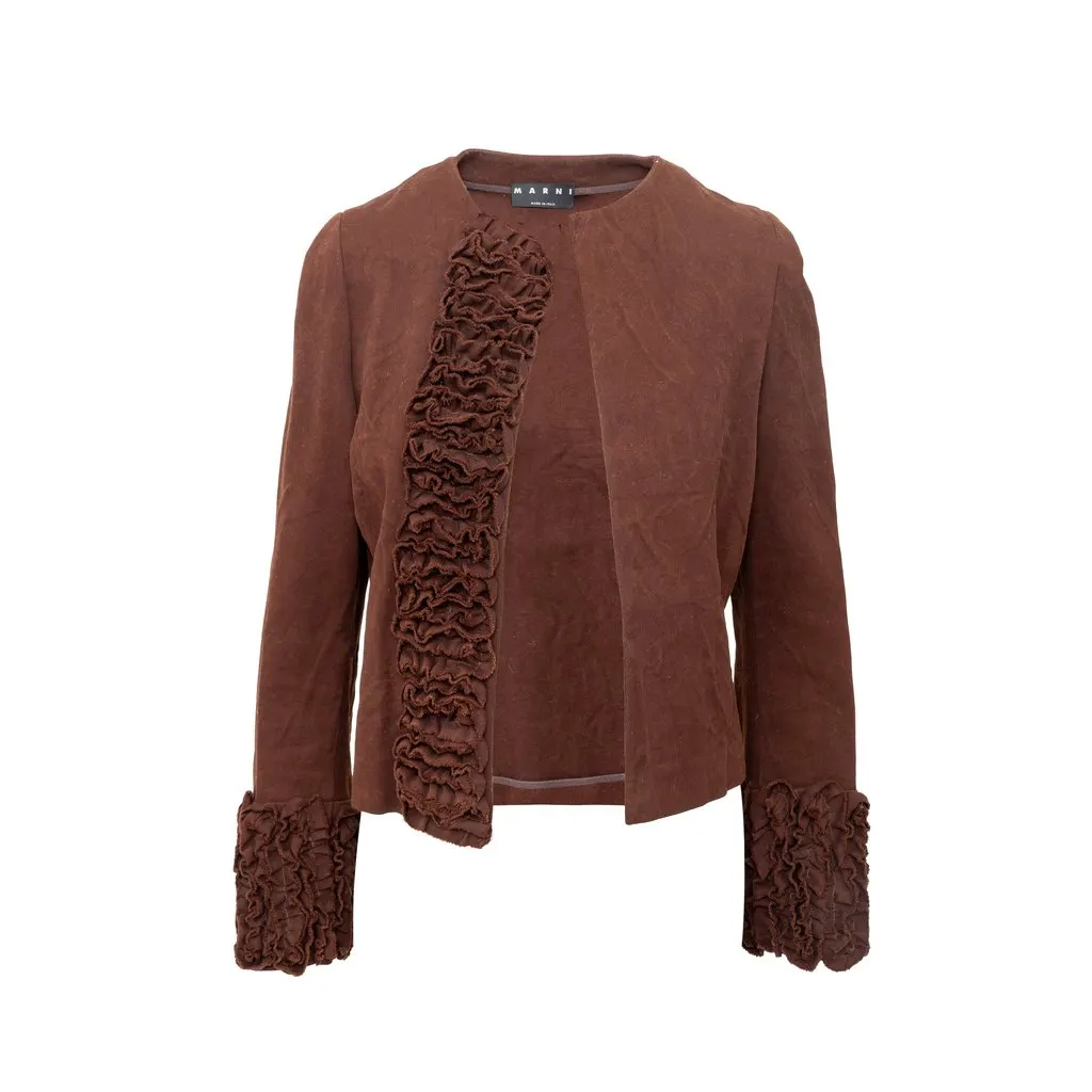 Marni Twill Jacket - '10s Brown Cotton Good - Front View