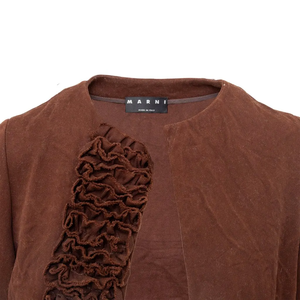 Marni Twill Jacket - '10s Brown Cotton Good - Inside View