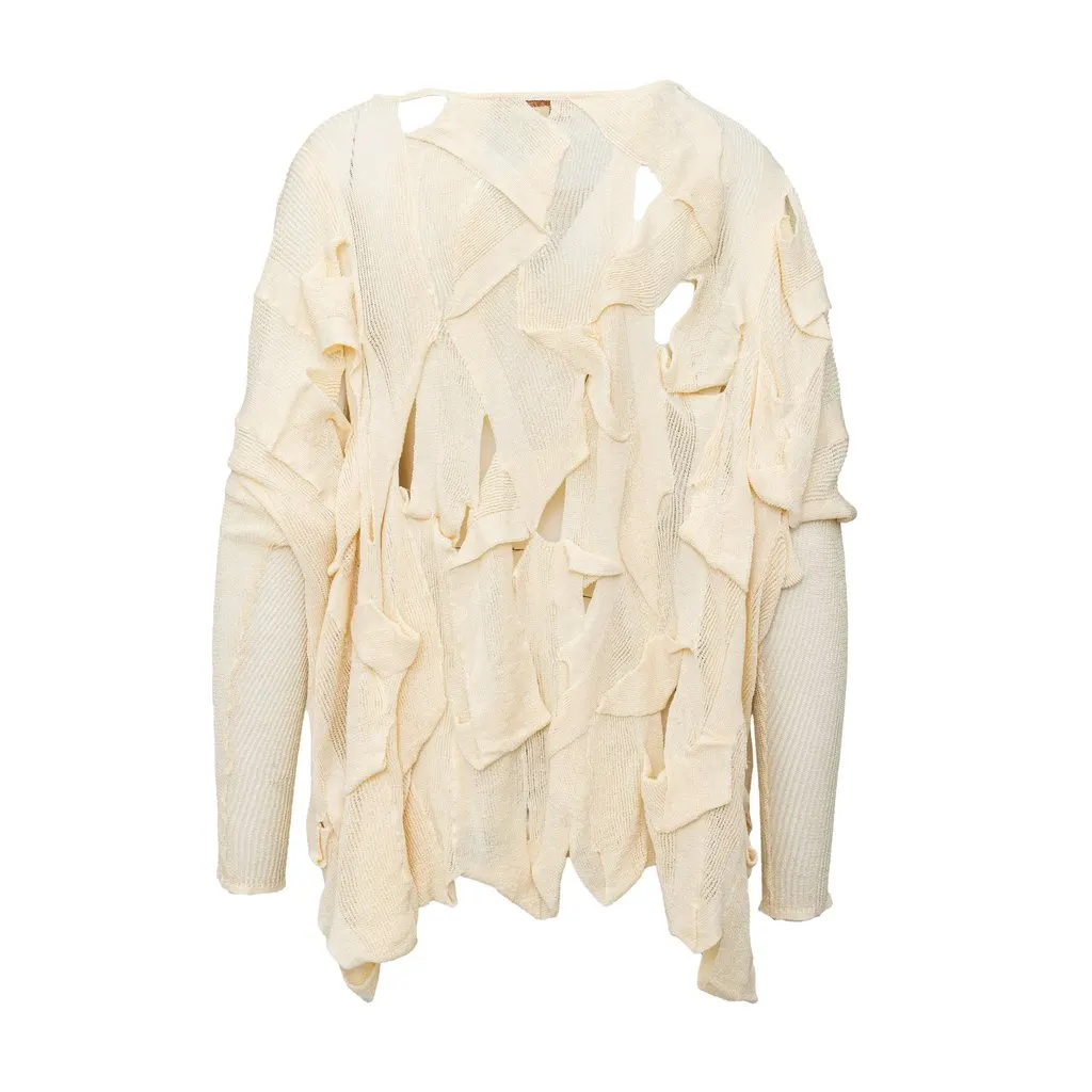 Unsigned Cut-out Top - '90s White Cotton Good - Back View