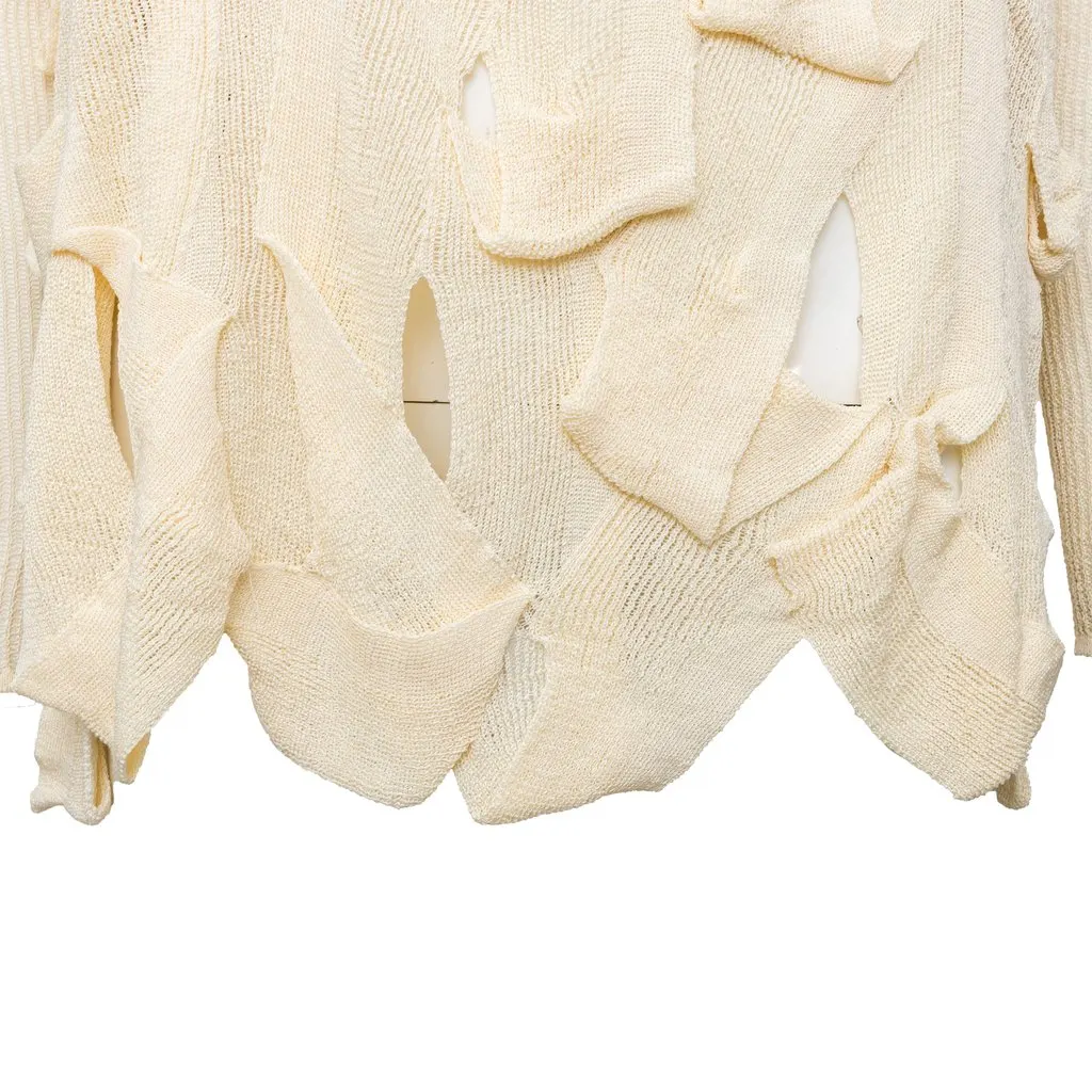 Unsigned Cut-out Top - '90s White Cotton Good - Inside View