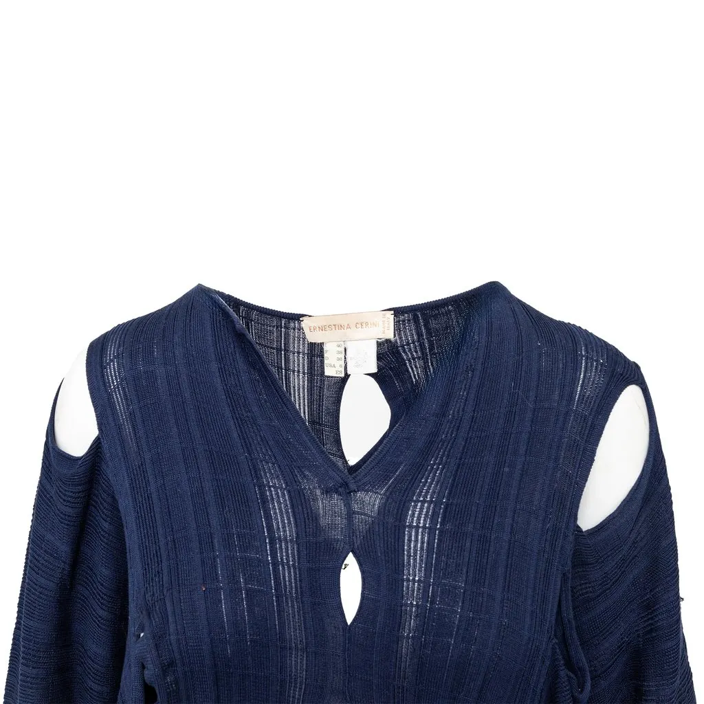 Unsigned Ernestina Cerini Cut-out Long Top - '90s Red Cotton Good - Inside View