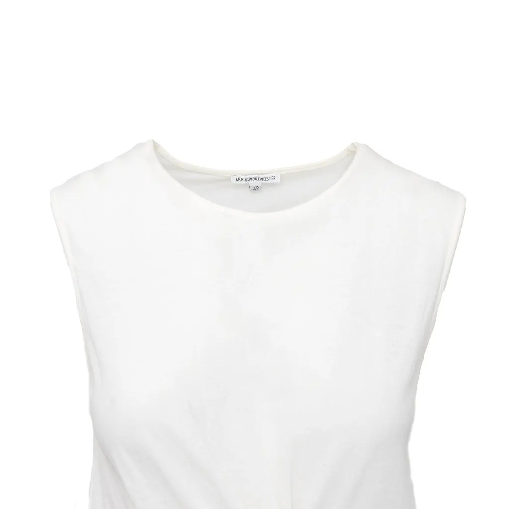 Ann Demeulemeester Cotton Dress - '00s White Cotton Good - Model View