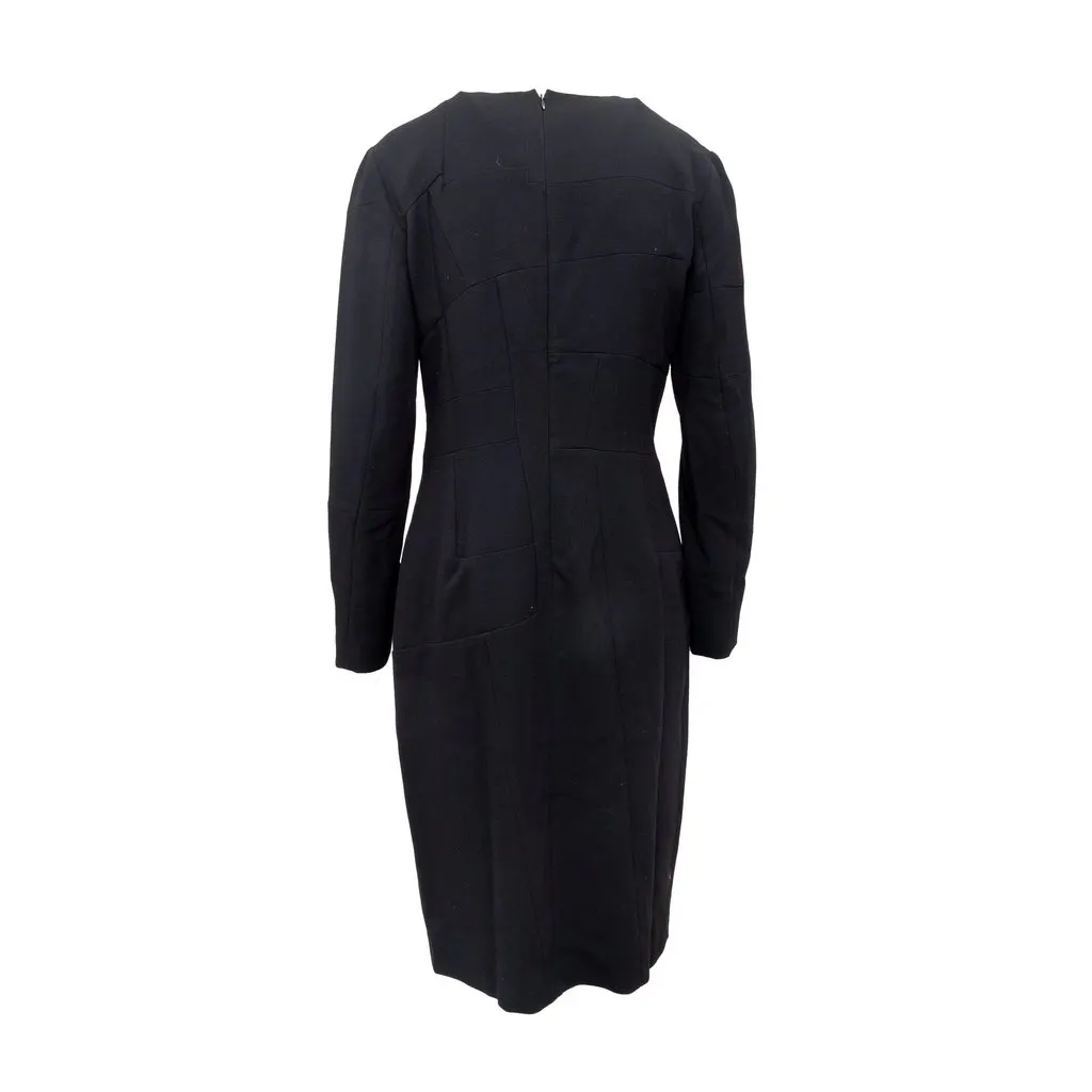 Jil Sander Sheath Dress - '10s Black Wool Good - Back View