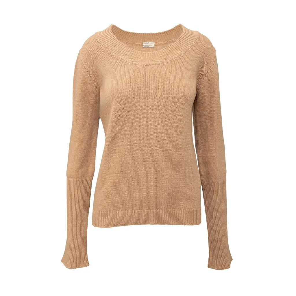 Helmut Lang Knitted Sweater - '90s Beige Wool Good - Front View