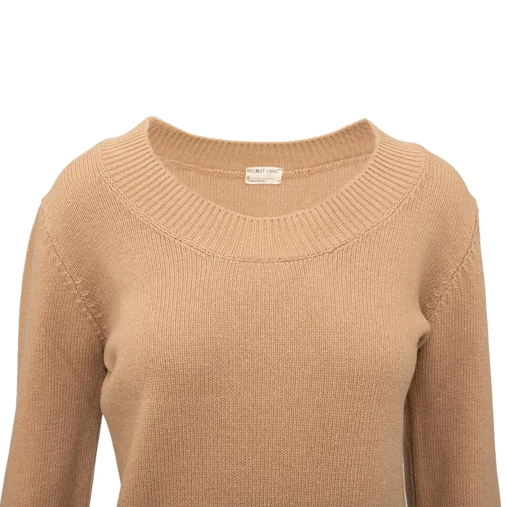 Helmut Lang Knitted Sweater - '90s Beige Wool Good - Inside View