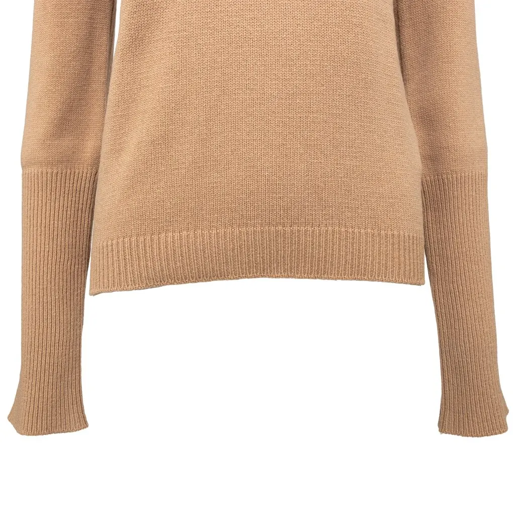 Helmut Lang Knitted Sweater - '90s Beige Wool Good - Model View