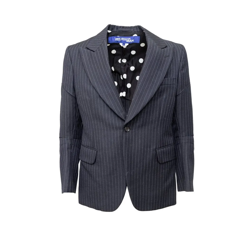 Comme des Garçons X Junya Watanabe Pinstripe Jacket - '00s MultiColor Wool Good - Front View