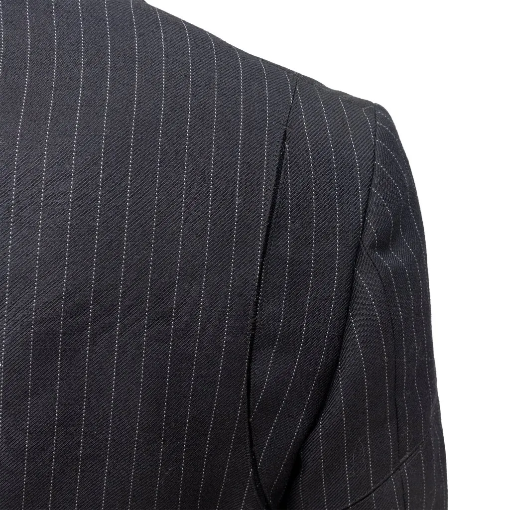 Comme des Garçons X Junya Watanabe Pinstripe Jacket - '00s MultiColor Wool Good - Model View