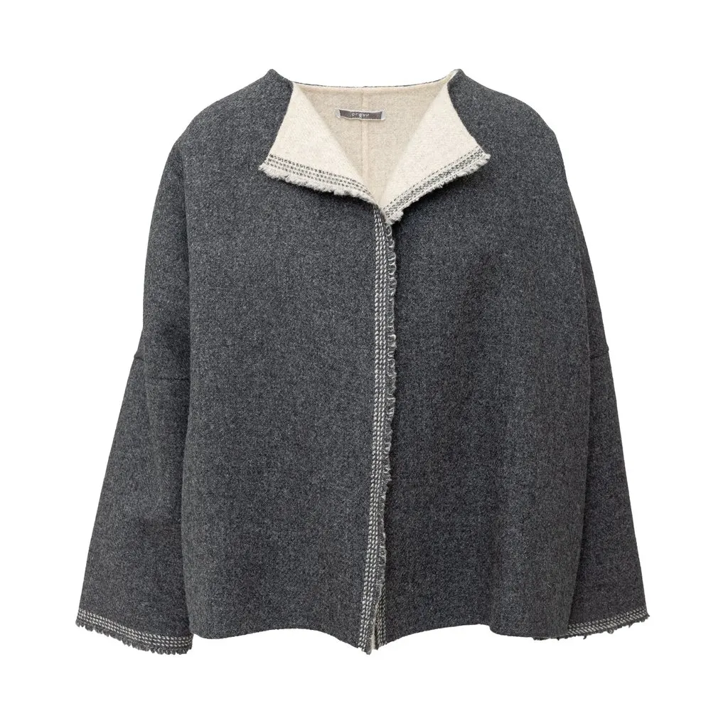 Unsigned Wool Jacket - '10s Beige Wool Good - Front View