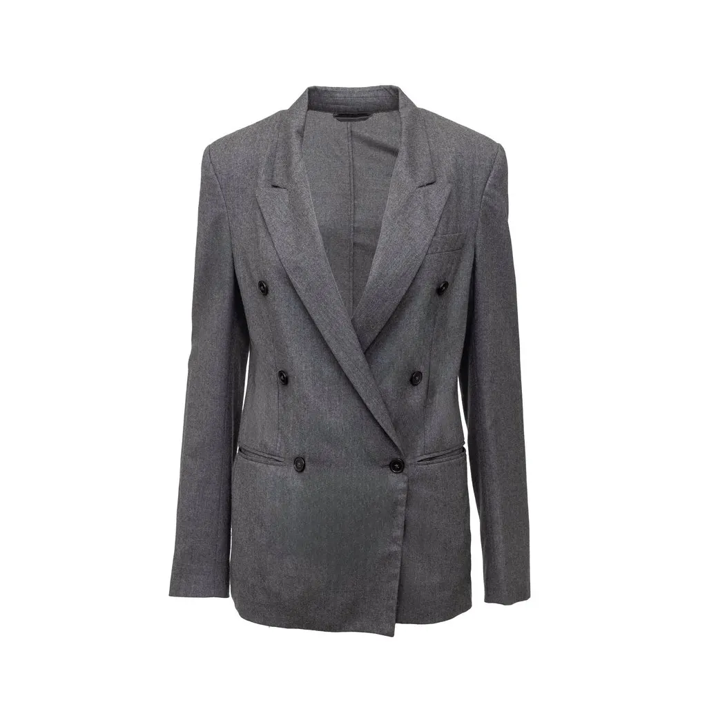 Maison Margiela Double Breasted Blazer - '10s Grey Wool Good - Front View