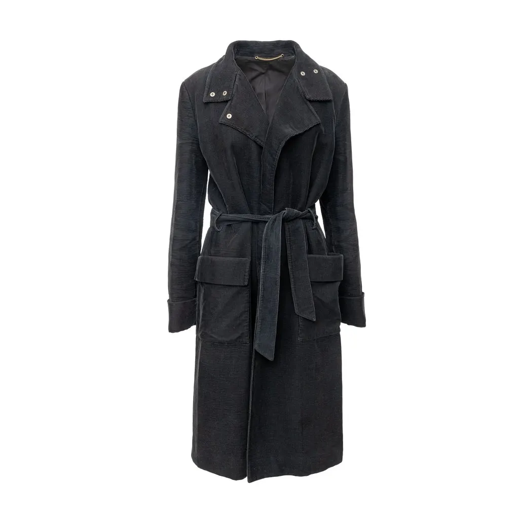 Unsigned Corduroy Coat - '00s Black Cotton Good - Front View