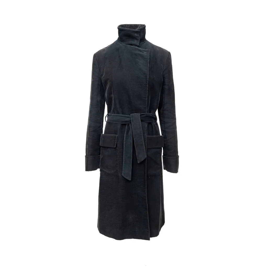 Unsigned Corduroy Coat - '00s Black Cotton Good - Back View
