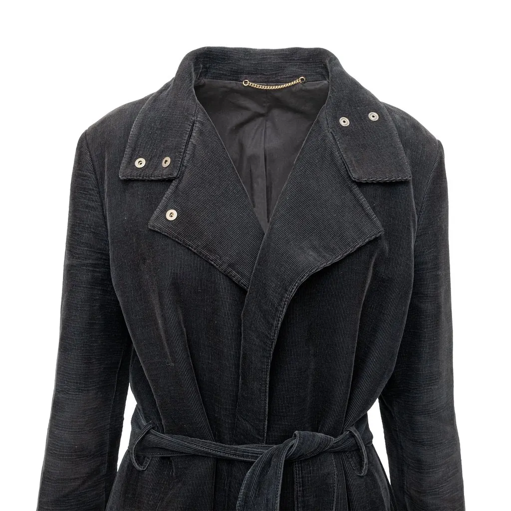 Unsigned Corduroy Coat - '00s Black Cotton Good - Model View