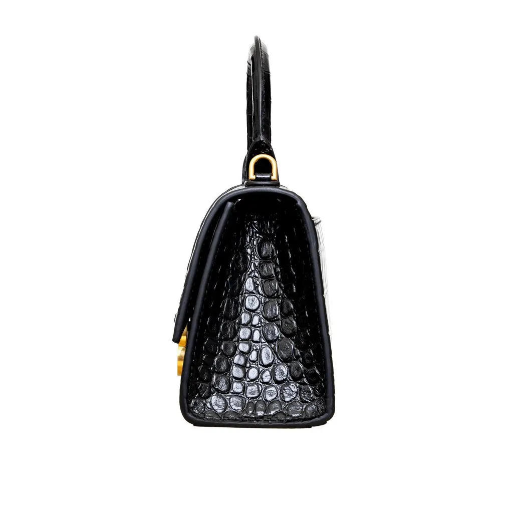 Balenciaga Crocodile Embossed Hourglass XS Bag - '20s Black Leather Good - Box View