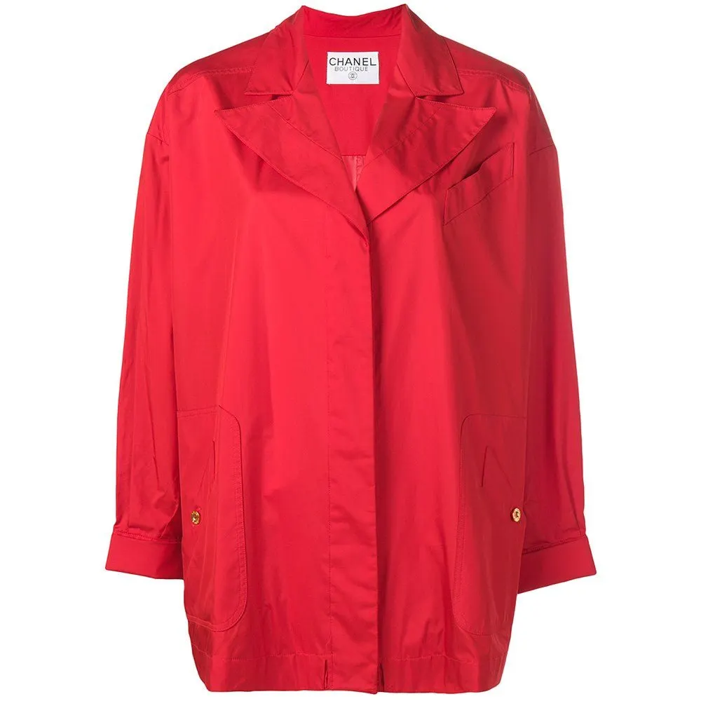 Chanel Red Nylon Jacket - '80s Red Good - Front View