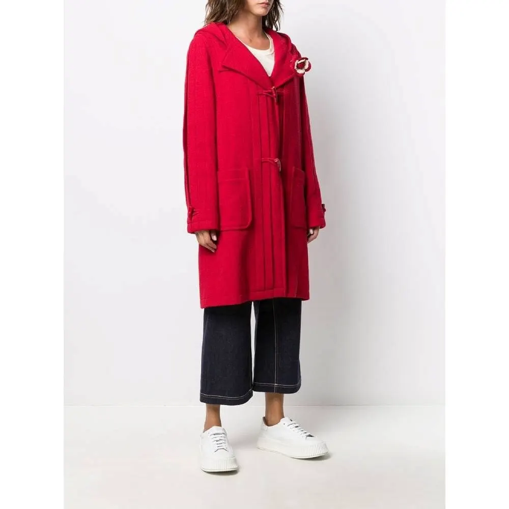 Chanel Red Wool Coat - 2000s Red Wool Good - Model View