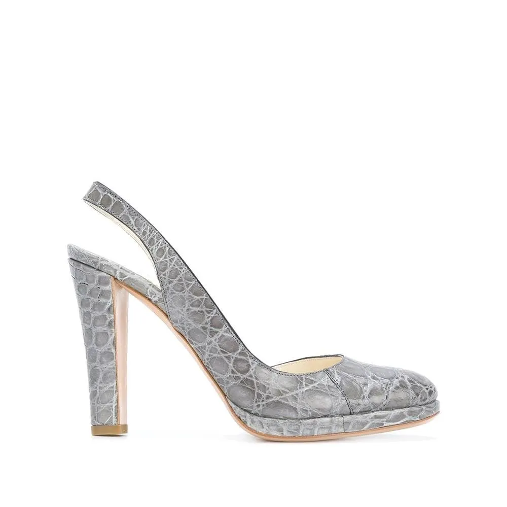 Jil Sander Grey Leather Pumps - 2000s Grey Leather Good - Front View